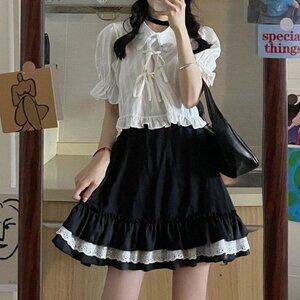 Lianox Cropped Blouse + Mini Skirt SET - NWT! One Size
